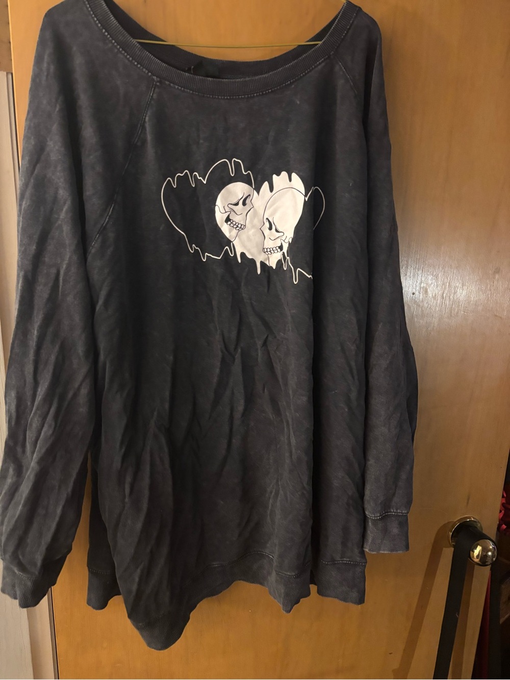 torrid Black Graphic Crewneck Sweatshirt with White Skull Motif